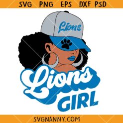 Detroit Lions Girl SVG, Detroit Lions Black Girl Love Svg, NFL Svg, Sport Svg, Football Svg    
