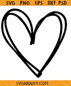 Doodle heart SVG, Heart SVG, Hand Drawn Heart SVG, Heart Clip Art SVG
