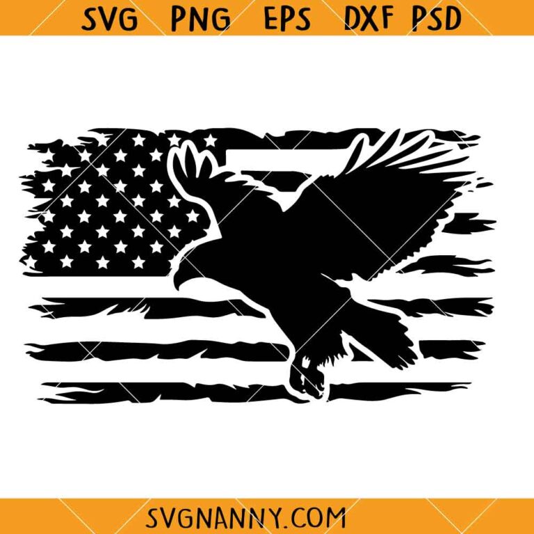 Eagle distressed US flag svg, Eagle With American Flag Svg, American ...