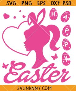 Easter Barbie girl SVG, Easter SVG, Pink Barbie Easter SVG, Barbie Easter bunny svg