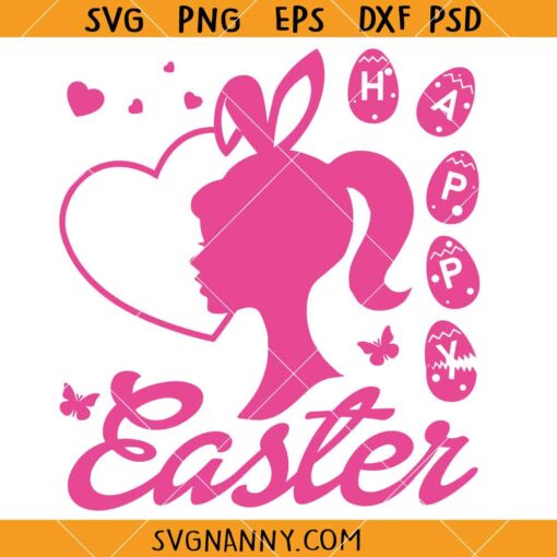 Easter Barbie girl SVG, Easter SVG, Pink Barbie Easter SVG, Barbie Easter bunny svg