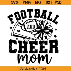 Football and cheer mom SVG, Football Mom Shirt Svg, Football Mama Shirt Svg, Football Cheer Mom Svg, Football Cheerleader SVG 