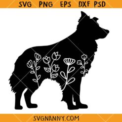 German shepherd floral svg, Floral German shepherd SVG, German shepherd Lover SVG