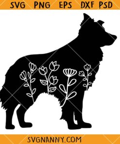 German shepherd floral svg, Floral German shepherd SVG, German shepherd Lover SVG