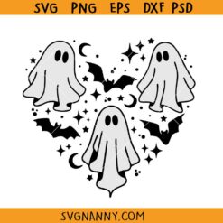 Ghost Heart SVG, Ghost Heart Halloween Svg, Spooky Season Svg, Ghost Clip Art SVG