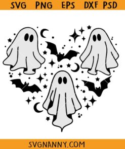 Ghost Heart SVG, Ghost Heart Halloween Svg, Spooky Season Svg, Ghost Clip Art SVG