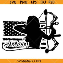 Girl archery flag SVG, Girl Archery SVG, Huntress American Flag Svg, Deer Hunter Svg, Archery Bow Hunter Svg