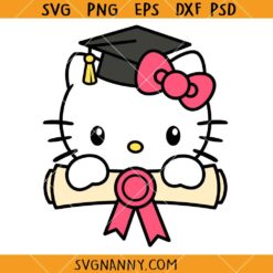 Graduation Kawaii Kitty SVG, Kitty Graduation Svg, Hello Kitty Graduation SVG, Kitty Senior SVG