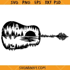 Guitar sunset scene svg, Sunset Scene Clipart  SVG, Golden Hour Guitar SVG  