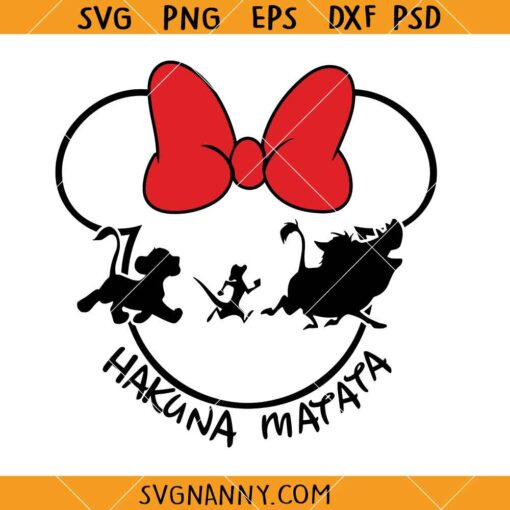Hakuna Matata Minnie Mouse svg, Minnie head Hakuna Matata  SVG, Disney Vacation SVG    