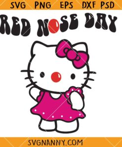 Hello Kitty Red Nose day SVG, Kawaii Kitty Red Nose Day Svg, Red Nose Day 2024 Svg, Cute Kitty Svg  