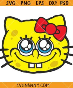 Hello Kitty Spongebob SVG, Spongebob And Hello Kitty SVG, Hello Kitty Svg, Cute Hello Kitty Svg, Yellow Cat Svg