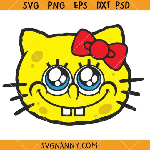 Hello Kitty Spongebob SVG, Spongebob And Hello Kitty SVG, Hello Kitty Svg, Cute Hello Kitty Svg, Yellow Cat Svg