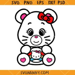 Hello Kitty care bear SVG, Hello Kitty Bow SVG, Care bear SVG, Bear Svg, Sanrio Svg, Kawaii Svg