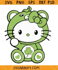 Hello Kitty care bear St Patricks Day SVG, Patrick’s Day Kitty Svg, Patrick’s Day Cat Svg, Irish Cat Svg  
