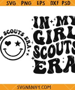 In my  Girl Scouts Era SVG, Wavy Letters SVG, Smiley Face SVG, Retro Girl Scouts Svg, Scout Leader Svg