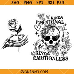 Kinda Emotional Kinda emotionless SVG, Dead Inside Svg, Motivational Svg, Floral Skull Svg  
