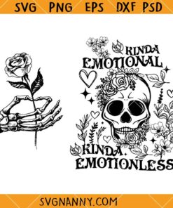 Kinda Emotional Kinda emotionless SVG, Dead Inside Svg, Motivational Svg, Floral Skull Svg  