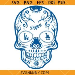 Los Angeles Dodgers Sugar Skull SVG, Los Angeles Dodgers SVG, Day Of The Dead Football SVG, LA Skull Head SVG