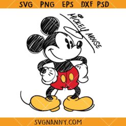 Mickey Sketch with signature SVG, Disney Mickey SVG, Mickey Autograph SVG, Disney SVG
