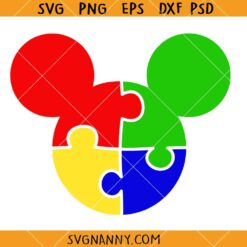 Mickey head autism puzzle svg, Autism Awareness Svg, Mickey Autism Svg, Autism Svg, Disney Autism Svg     