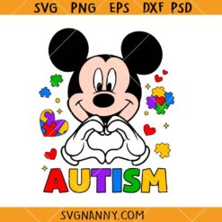 Mickey love Autism awareness SVG, Mickey Autism Svg, Autism Svg, Disney Autism Svg, Mickey mouse Svg, Autism Puzzle Piece Svg