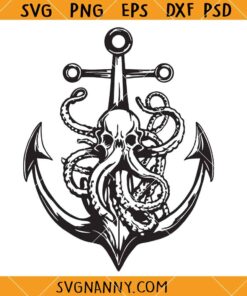 Octopus achor SVG, Octopus Skull Svg, Squid Anchor Svg, Octopus Svg, Anchor Svg, Octopus Skull Clipart SVG