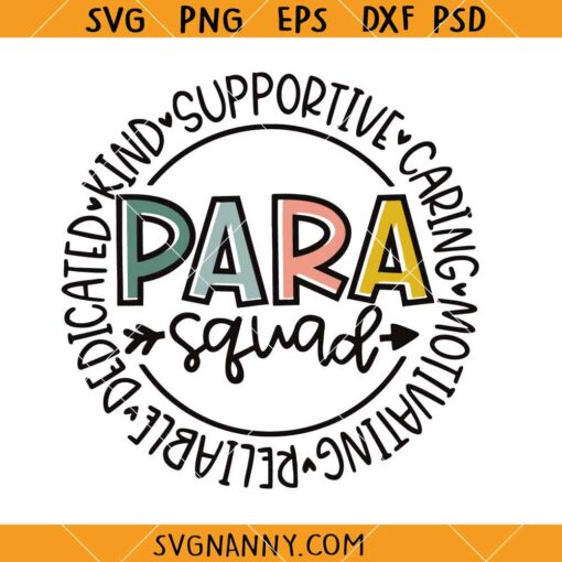 Para Squad SVG, Paraprofessional svg, Para svg, Paraprofessional Appreciation svg, Teacher Aide svg  