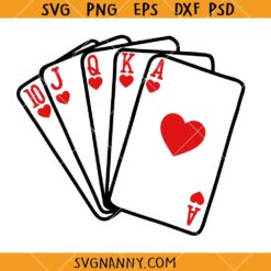 Playing cards SVG file, Playing Cards Clipart SVG, Aces svg, Poker Cards svg, Royal Flush Clip Art SVG
