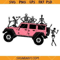 Skeletons Jeep party SVG, Halloween Offroad Svg, Funny Halloween SVG    