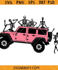 Skeletons Jeep party SVG, Halloween Offroad Svg, Funny Halloween SVG    