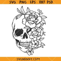 Skull floral SVG, Skull Svg, Skull with Flowers SVG, Flower Skull Svg, Flower Skull Clip Art SVG    