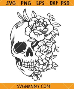 Skull floral SVG, Skull Svg, Skull with Flowers SVG, Flower Skull Svg, Flower Skull Clip Art SVG    