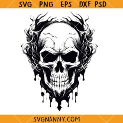 Skull on fire SVG, Skull SVG, Flaming Skull Silhouette SVG, Flaming Skull SVG   