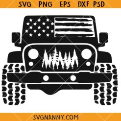 US flag Jeep Offroad SVG, American Offroad SVG, Offroad forest svg, 4x4 Offroad Clip art SVG