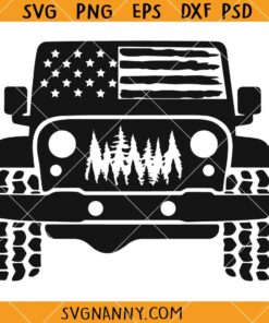 US flag Jeep Offroad SVG, American Offroad SVG, Offroad forest svg, 4x4 Offroad Clip art SVG