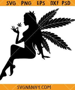 Weed fairy woman SVG, Cannabis Fairy Smoking Joint Svg, Stoner Girl Svg, Smoking Canabis Girls Svg