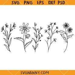 Wild flowers SVG, Wildflowers Clipart SVG, Floral svg, Wild flower svg, flower sketch svg   