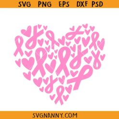 Breast Cancer Awareness Heart svg, Breast Cancer Awareness Clipart SVG, Cancer SVG      