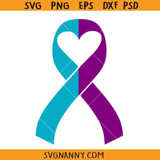Suicide prevention ribbon SVG, Suicide Prevention SVG, Purple ribbon SVG    