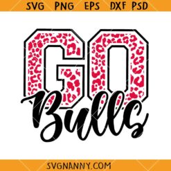 Go Bulls Leopard Print SVG, Go Bulls Football Svg, Run Bulls Svg, Cheer Mom SVG