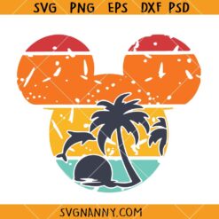 Retro Mickey Beach Scene SVG, Mickey Mouse SVG, Disney Summer SVG     
