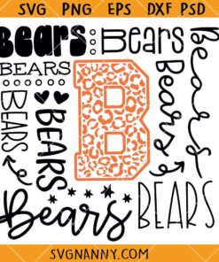 Bears Typography Svg, Bear Font SVG, Bears football SVG, Typography Bears Svg