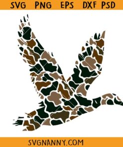 Camo Flying Mallard Duck svg, flying duck SVG, duck hunting SVG, duck camo pattern SVG