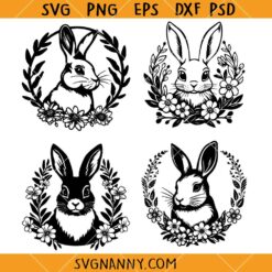 Floral Bunny SVG bundle, Easter Floral Rabbit svg, Easter Bunny Svg bundle