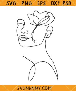 Feminine Floral Line Art svg, Woman Line art Svg, Floral Frau Line Svg 