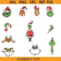 Grinch bundle SVG, Christmas Cartoon SVG, Christmas SVG, Christmas decoration SVG