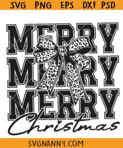 Leopard print Merry Christmas SVG, Holiday Leopard print SVG