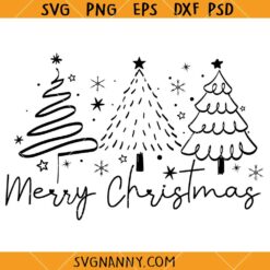 Merry Christmas Tree Hand Drawn SVG, Merry Christmas Tree SVG
