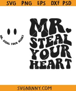 Mr Steal Your Heart retro wavy Svg, Valentines SVG